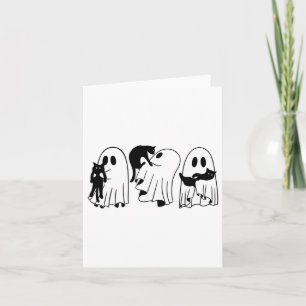 Ghost Holding Black Cat Funny Halloween Cat Liebha Karte