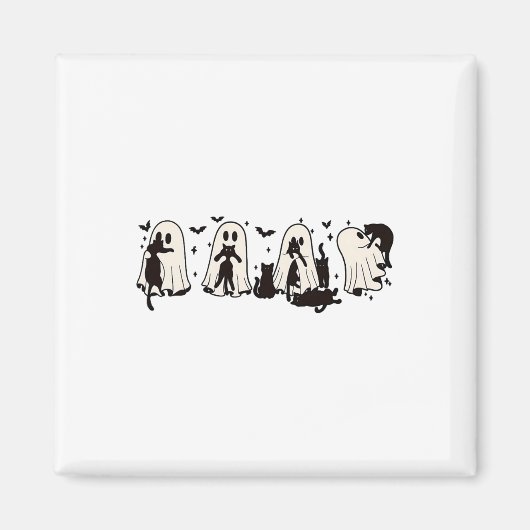 Ghost Holding Black Cat Funny Halloween Cat Liebha Magnet (Vorne)