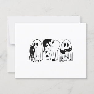 Ghost Holding Black Cat Funny Halloween Cat Liebha RSVP Karte