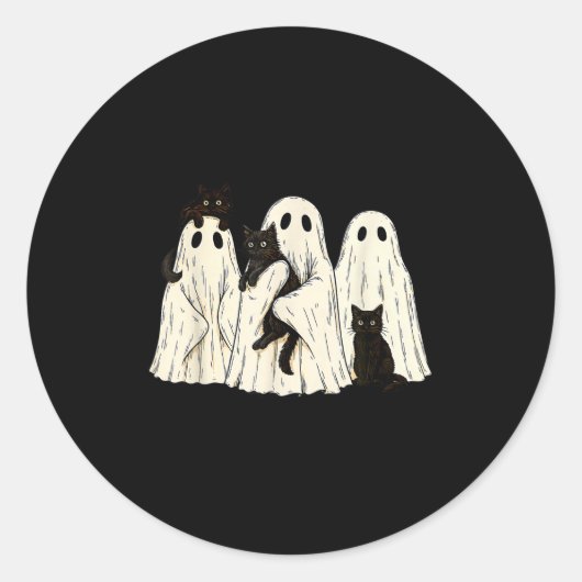 Ghost Holding Black Cat Funny Halloween Cat Lovers Runder Aufkleber (Vorderseite)