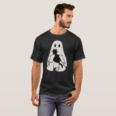 Ghost Holding Black Cat Halloween Friendship Theme T-Shirt (Vorne ganz)