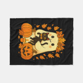 Ghost Holding Black Cat Halloween Pumpkins Herbst Fleecedecke (Vorderseite (Horizontal))