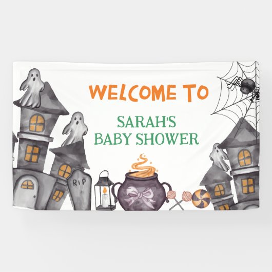 Ghost House Halloween Baby Shower Fall Thema Banner (Horizontal)