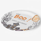 Ghost House Halloween Baby Shower Fall Thema Pappteller (Schrägansicht)