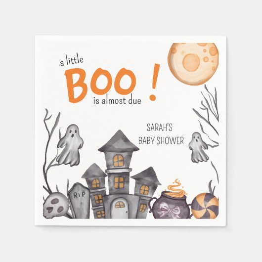 Ghost House Halloween Baby Shower Fall Thema Serviette (Vorderseite)