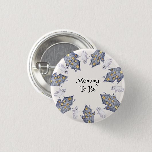 Ghost House Mommy zu Halloween Button (Vorne & Hinten)
