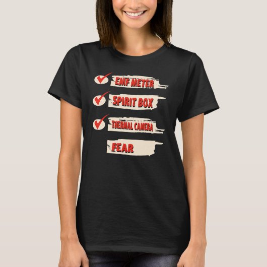 Ghost Hunter Checklist EMF Meter Paranormale Inves T-Shirt (Vorderseite)