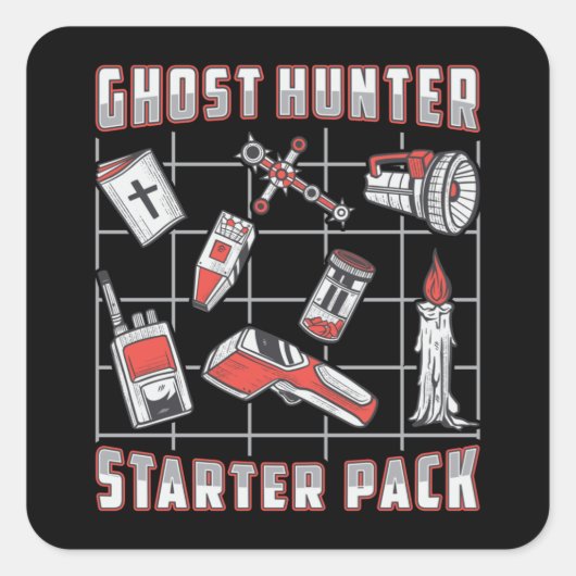 Ghost Hunter Starter Pack Paranormal Geisterjagd Quadratischer Aufkleber (Vorderseite)