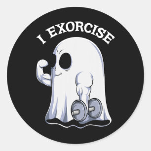Ghost I Exorciate Spaß Gym Übung Workout Spooky H Runder Aufkleber