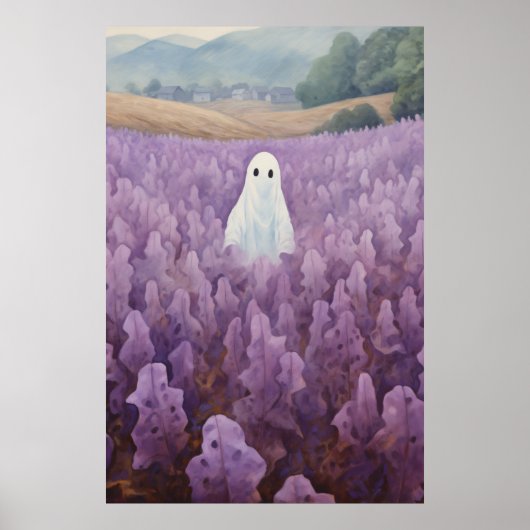 Ghost im Lila Blumenfeld Poster (Vorne)
