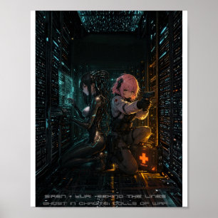 Ghost in Chrome Cyberpunk Anime Poster