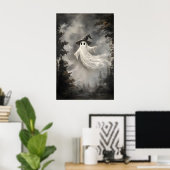 Ghost In Fall Forest Print, Ghost Whimsical Dark Poster (Heimbüro)