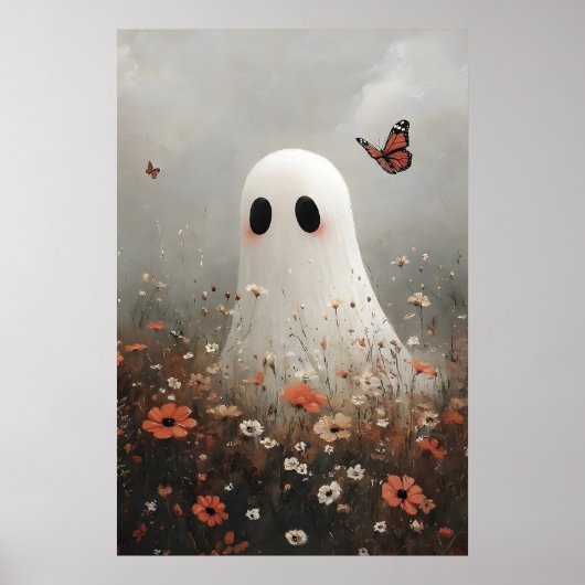 Ghost In Field Poppies Portrait Print, Flower Poster (Vorne)