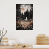 Ghost In Forest Field With Flower, Dark Academia Poster (Küche)