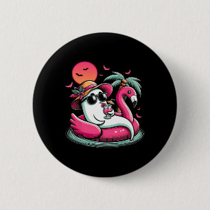 Ghost in Lifebuoy Flamingo auf einem Pool schwimme Button