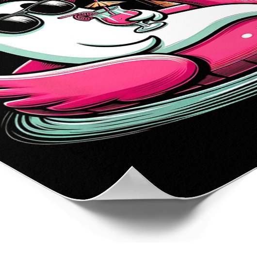 Ghost in Lifebuoy Flamingo auf einem Pool schwimme Poster (Ecke)