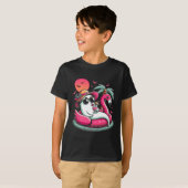 Ghost in Lifebuoy Flamingo auf einem Pool schwimme T-Shirt (Vorne ganz)