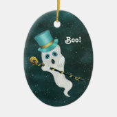 Ghost in Starry-Night-Sky-Top-Hat-Skull verkleidet Keramik Ornament (Vorne)