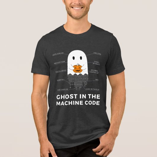 Ghost in the Machine Code, Funny Coder Halloween Tri-Blend Shirt (Vorderseite)