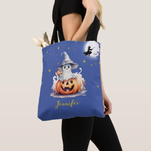 Ghost Jack-O' Lantern Full Moon Stars Halloween Tasche