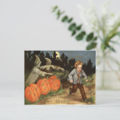 Ghost Jack O' Lantern Scared Boy Moon Postkarte (Stehend Vorderseite)