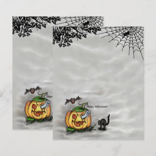 Ghost , Katze , Bat and Pumpkin , Glückliches Hall (Vorne/Hinten)