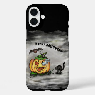 Ghost , Katze , Bat and Pumpkin , Glückliches Hall iPhone 16 Plus Hülle