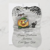 Ghost , Katze , Bat and Pumpkin , Glückliches Hall Einladung (Vorderseite)