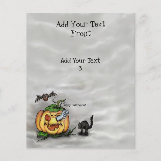 Ghost , Katze , Bat and Pumpkin , Glückliches Hall Flyer (Vorne)