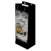 Ghost , Katze , Bat and Pumpkin , Glückliches Hall Geschenktüte Für Weinflaschen (Rückseite Schrägansicht)