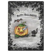 Ghost , Katze , Bat and Pumpkin , Glückliches Hall Klemmbrett (Rückseite)