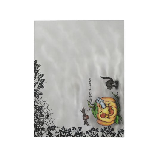 Ghost , Katze , Bat and Pumpkin , Glückliches Hall Notizblock (Rotiert)