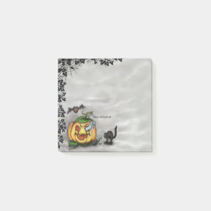 Ghost , Katze , Bat and Pumpkin , Glückliches Hall Post-it Klebezettel