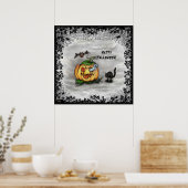 Ghost , Katze , Bat and Pumpkin , Glückliches Hall Poster (Küche)