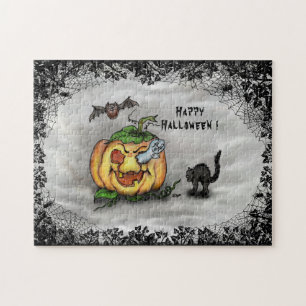 Ghost , Katze , Bat and Pumpkin , Glückliches Hall Puzzle