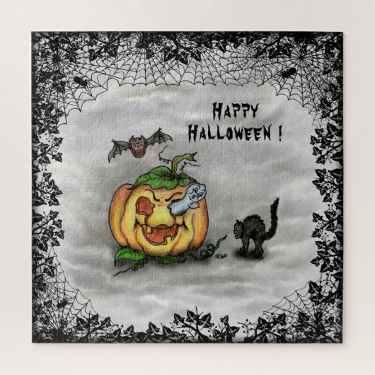 Ghost , Katze , Bat and Pumpkin , Glückliches Hall Puzzle (Vertikal)