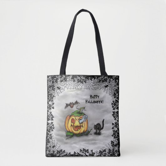 Ghost , Katze , Bat and Pumpkin , Glückliches Hall Tasche (Vorderseite)