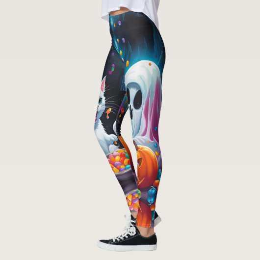 Ghost Kitten Pumpkin Candy Halloween Leggings (Links)