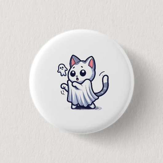 Ghost Kitty Halloween-Kostüm Button (Vorderseite)