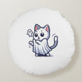 Ghost Kitty Halloween-Kostüm Rundes Kissen (Rückseite)