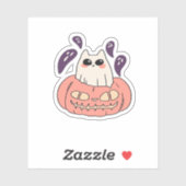 Ghost Kitty in einem Kürbis Klassischer T - Shirt Aufkleber (Blatt)