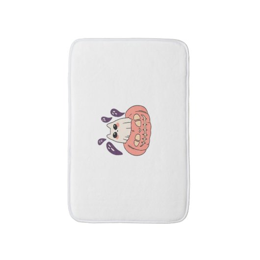 Ghost Kitty in einem Kürbis Klassischer T - Shirt Badematte (Vorderseite Vertikal)