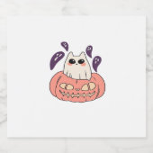 Ghost Kitty in einem Kürbis Klassischer T - Shirt Schaumweinetikett (Einzelnes Label)