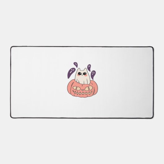 Ghost Kitty in einem Kürbis Klassischer T - Shirt Schreibtischunterlage (Vorderseite)