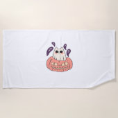 Ghost Kitty in einem Kürbis Klassischer T - Shirt Strandtuch (Vorderseite)