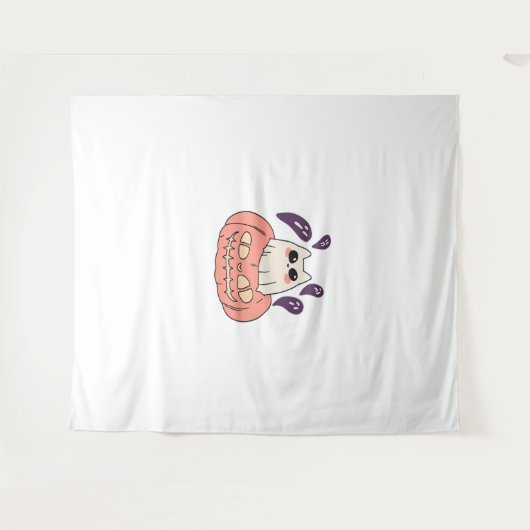 Ghost Kitty in einem Kürbis Klassischer T - Shirt Wandteppich (Vorderseite (Horizontal))