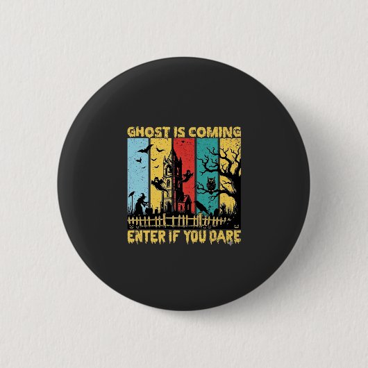 Ghost kommt Halloween Spukhaus Hexe Eule_ Button (Vorderseite)