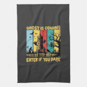 Ghost kommt Halloween Spukhaus Hexe Eule_ Geschirrtuch (Vertikal)