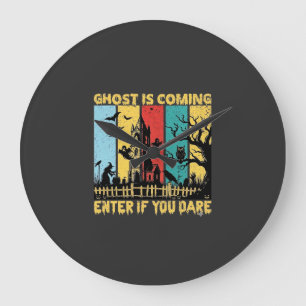 Ghost kommt Halloween Spukhaus Hexe Eule_ Große Wanduhr