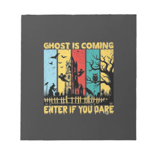 Ghost kommt Halloween Spukhaus Hexe Eule_ Notizblock